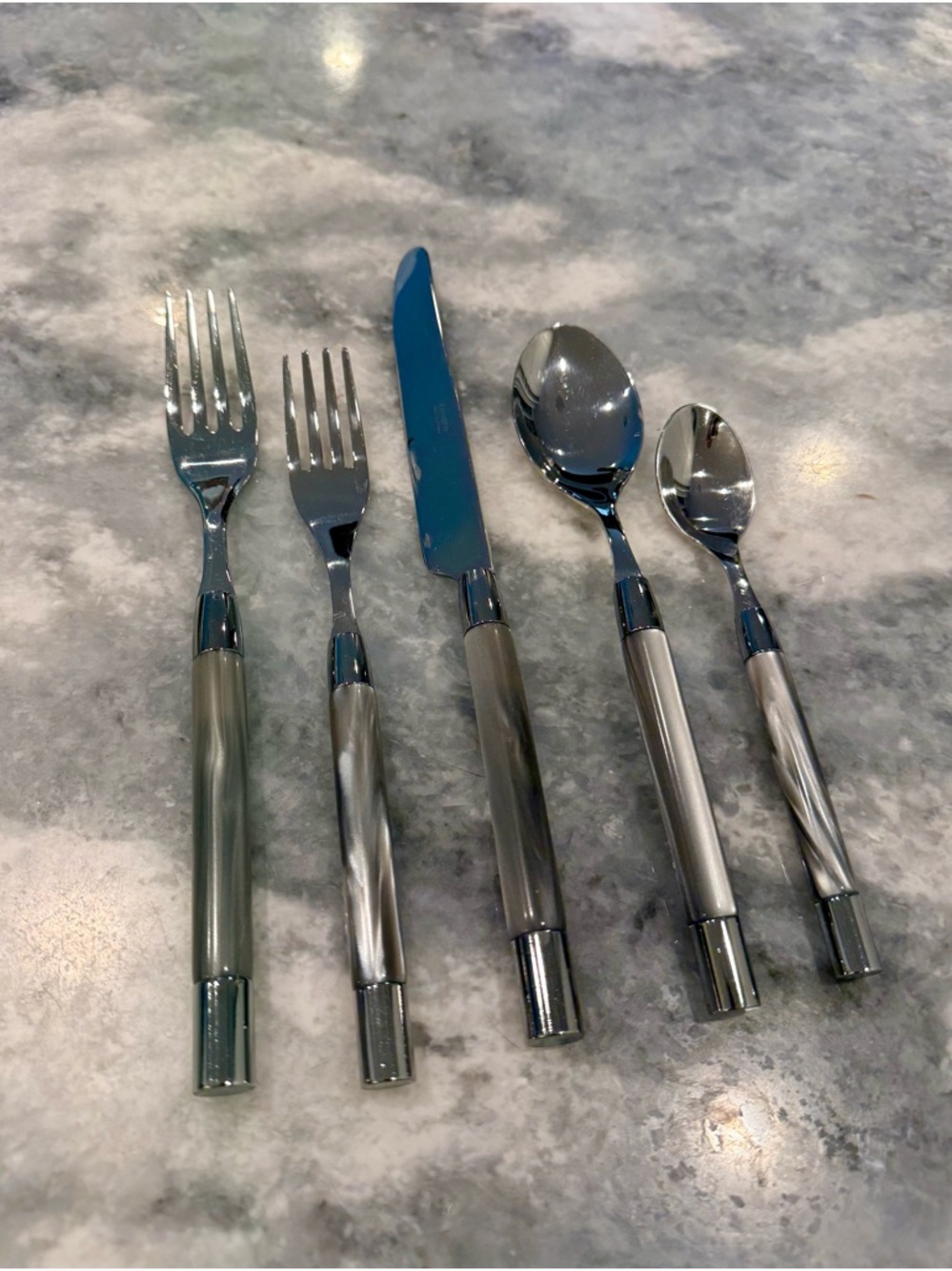 Gray Capdeco Stainless Steel Flatware  - 5 Piece Set- 6 complete sets total